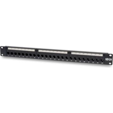 Eaton Tripp Lite Series 24-Port Cat6 Cat5 Patch Panel Feed Through Rackmount 568AB RJ45 1URM TAA - Patchpaneel