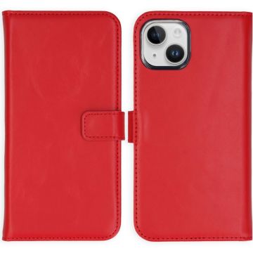 Selencia Echt Lederen Bookcase iPhone 15 - Rood