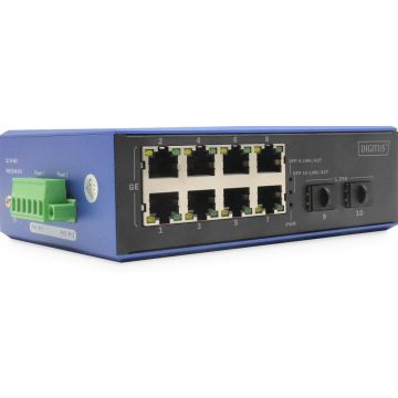 DIGITUS Switch 8 + 2 -Port Gigabit Ethernet PoE 20 km