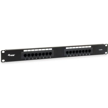 Equip Patchpanel 16x RJ45 Cat5e 19"" 1HE onafgeschermd zwart