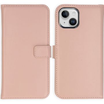 Selencia Echt Lederen Bookcase iPhone 15 - Dusty Pink