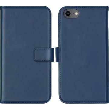 Selencia Echt Lederen Bookcase iPhone SE (2022 / 2020) / 8 / 7 / 6(s) - Blauw