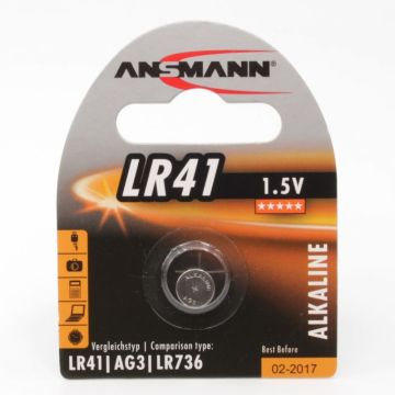 Battery LR41, 1.5 V, Alkaline 1pcs/pack