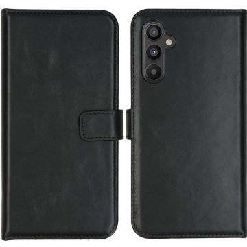 Selencia Echt Lederen Bookcase Samsung Galaxy A34 (5G) - Zwart