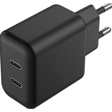 2GO Netz-Lader 100V-240V 2x USB Type C 3000mA zwart