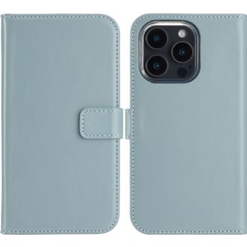 Selencia Echt Lederen Bookcase iPhone 16 Pro - Air Blue