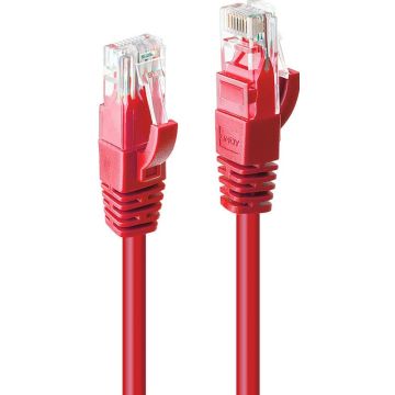 LINDY 2m CAT6 U/UTP Snagless Gigabit Network Cable. Red