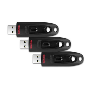 SanDisk Ultra USB 3.0 Flash Drive 64GB Black Triple Pack - USB-Stick