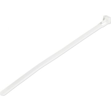 StarTech.com 20cm(8") Reusable Cable Ties, 7mm(14") wide, 50mm(1-78") Bundle Dia. 22kg(50lb) Tensile Strength, Releasable Nylon Ties, IndoorOutdoor, 94V-2UL Listed, 100 Pack, White - Nylon 66 Plastic