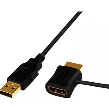 LogiLink HDMI Strom-Einspeisedapter 0,5 m, USB, zwart