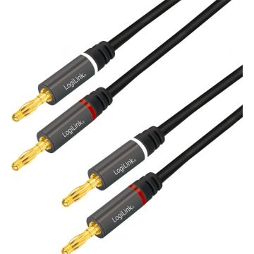 LogiLink luidspreker kabel, 2x2.50 mm2 + Bananenstecker 3m
