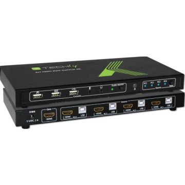 Techly KVM Switch USB, HDMI, 4K, 4 Wege