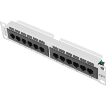 Lanberg Patchpanel 12-Port 1U 10" Cat. 6 UTP grijs