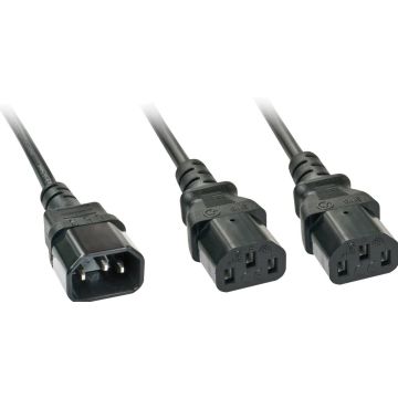 LINDY 2m IEC Splitter Cable IEC C14 to 2 x IEC C13