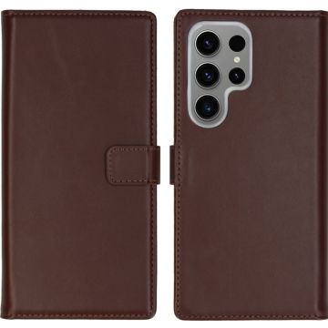 Selencia Echt Lederen Bookcase Samsung Galaxy S24 Ultra - Bruin