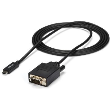 StarTech.com 6ft (2m) USB C to VGA Cable, 1920x12001080p USB Type C to VGA Video Active Adapter Cable, Thunderbolt 3 Compatible, Laptop to VGA MonitorProjector, DP Alt Mode HBR2 Cable - 2m USB-C Video Cable (CDP2VGAMM2MB)