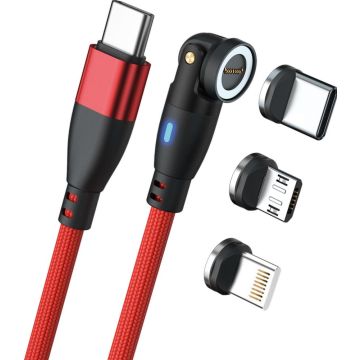 RealPower Magnetic cable 100 Watt,1m,rood met adapters