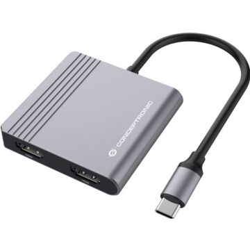 CONCEPTRONIC Adapter USB-C->2xHDMI,USB-C PD,1xUSB3.0 0.25 gr