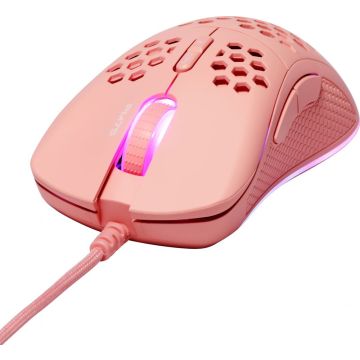 Deltaco Gaming GAM‑108‑P – Ultra‑Light Gaming Mouse – RGB – Wired USB – 6400 DPI – roze