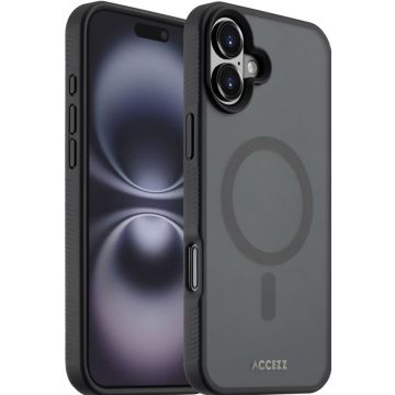 Accezz Rugged Frosted Backcover met MagSafe iPhone 16 Plus - Zwart