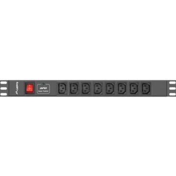Lanberg PDU stekker omlijsting 19" 1U 16A 8 wegs IEC C13 C20 mi