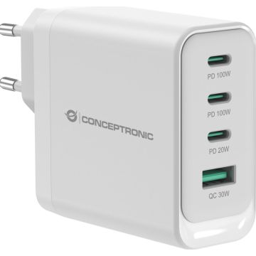 CONCEPTRONIC Lader 4Port 100W,3xUSB-C,1xUSB-A weiß