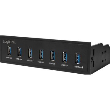 LogiLink USB HUB 3.0, 7-Port, 5,25"" intern + Schnelladeport