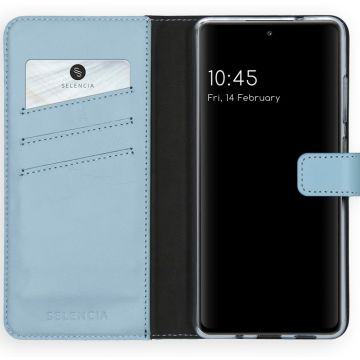 Selencia Echt Lederen Bookcase Samsung Galaxy S20 FE - Lichtblauw