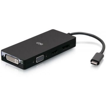 C2G USB C Multiport Adapter with HDMI, DisplayPort, DVI & VGA - 4K 60Hz