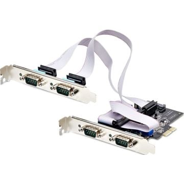 StarTech.com 4-Port Serial PCIe Card, Quad-Port PCI Express to RS232RS422RS485 (DB9) Serial Card, Low-Profile Bracket Incl., 16C1050 UART, TAA-Compliant, For WindowsLinux, TAA Compliant - Level-4 ESD Protection (PS74ADF-SERIAL-CARD)