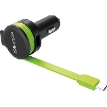 RealPower Car Charger C - integrated USB-C Cable + 1x USB