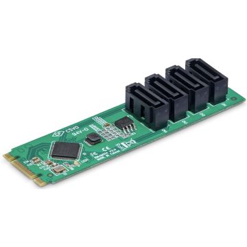 StarTech 4P‑SATA‑M2‑Adapter – M.2 naar 4× SATA uitbreidingskaart – ASM1064 – PCIe 3.0