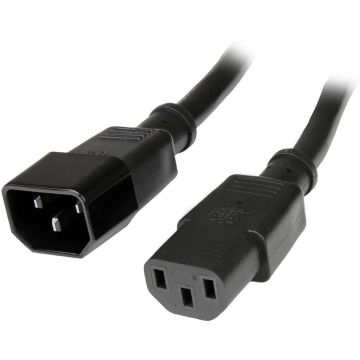 StarTech.com 3m Heavy Duty Stroom Verlengkabel, IEC 320 C14 naar IEC 320 C13 Voedingskabel, 15A 125V, 14AWG, Zwart, Stevige Stroomkabel, IEC 320 C14 naar IEC 320 C13 AC Verlengkabel, UL-Listed (PXT1001410) - Stroomverlengkabel