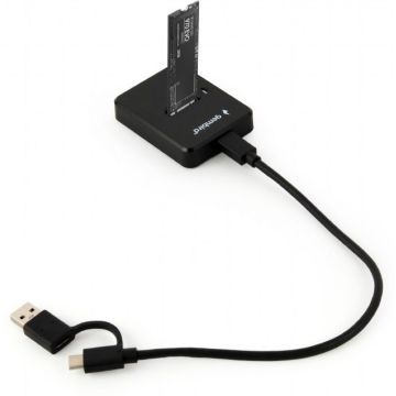 gembird Desktop-USB-Type-C-M.2-SATA- Dockingstation, zwart.