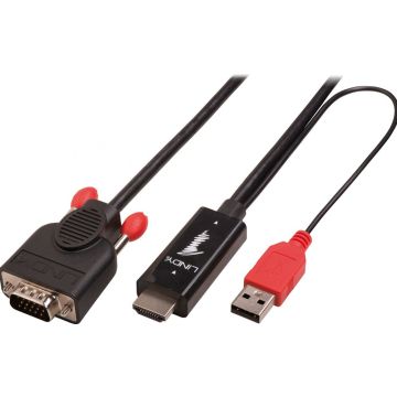 Lindy HDMI A to VGA Adapter Cable. Black. 2m
