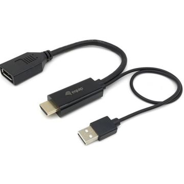 Equip HDMI Adapter Displayport St/Bu 0.15m 4K/60Hz zwart