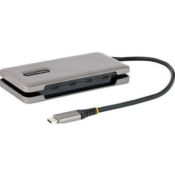 StarTech.com 4-Port USB-C Hub, 4x USB-C Ports, USB 3.1 10Gbps, Portable USB C Hub with 100W Power Delivery Pass-Through, Portable USB Type C Hub w 9.8in (25cm) Wrap-Around Cable - USB Expansion Hub (HB31CM4CPD3)