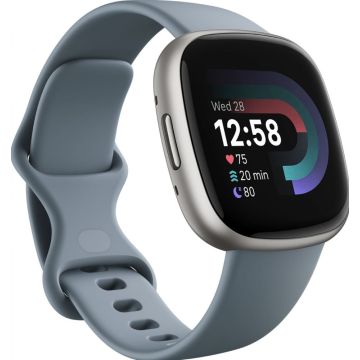 Fitbit Versa 4 Zilver/Blauw - Smartwatch