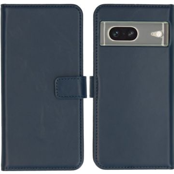 Selencia Echt Lederen Bookcase Google Pixel 7 - Blauw