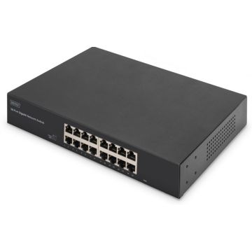 DIGITUS Switch 16-Port Gigabit, 19" unmanaged     schwarz