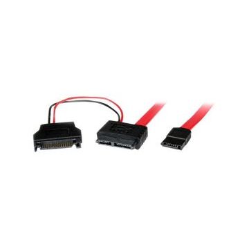 StarTech.com 50cm Slimline Vrouwelijke SATA naar SATA Adapter met SATA Voedingskabel - SATA-kabel