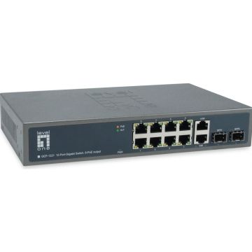 LevelOne Switch 10x GE GEP-1221 2xGSFP 150W 8xPoE