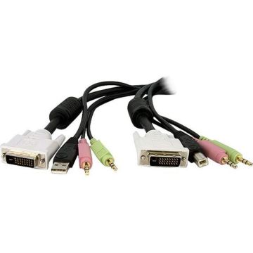 StarTech.com 4-in-1 USB Dual-Link DVI-D KVM-switch Kabel met Audio en Microfoon - Kabel voor toetsenbord  muis  video  audio