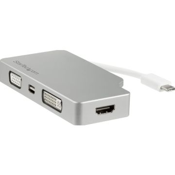 StarTech.com Aluminium A/V reisadapter: 4-in-1 USB-C naar VGA, DVI, HDMI of mDP - USB Type-C Adapter