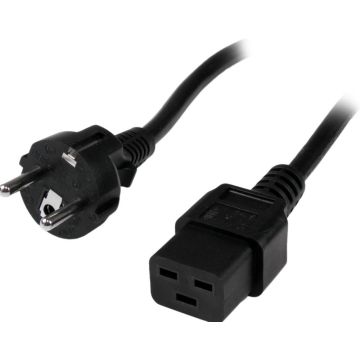 StarTech.com 2m Computer Stroomkabel, 16AWG, EU Schuko naar C19, 16A 250V, Zwart, AC Vervangkabel, Printer Voedingskabel, PC Power Supply Kabel, TVMonitor Electriciteitssnoer, UL-Listed (PXTEUC192M) - Voedingskabel