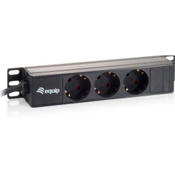 Equip 333299 Power Strip 3bay CEE7/4 w. 1,8m cable, black (10 inch )
