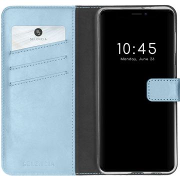 Selencia Echt Lederen Bookcase iPhone 13 Mini - Lichtblauw