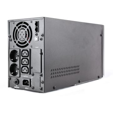 gembird 2000 VA Sinuswellen-USV, 2 x Schuko, USB, zwart.