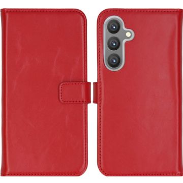 Selencia Echt Lederen Bookcase Samsung Galaxy S24 Plus - Rood