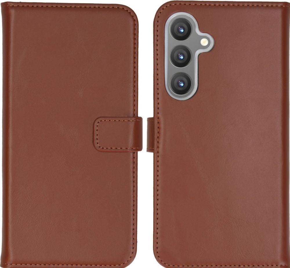 Selencia Echt Lederen Bookcase Samsung Galaxy S24 Plus - Lichtbruin